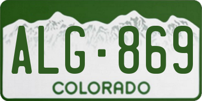 CO license plate ALG869