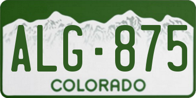CO license plate ALG875