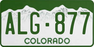 CO license plate ALG877