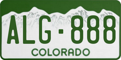 CO license plate ALG888
