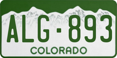 CO license plate ALG893