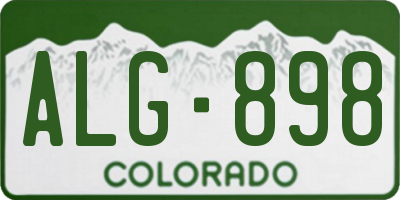 CO license plate ALG898