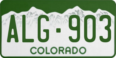 CO license plate ALG903