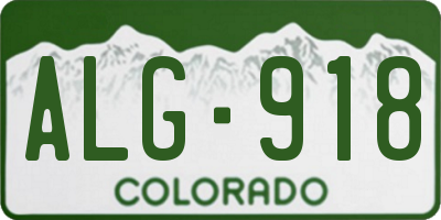 CO license plate ALG918