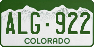 CO license plate ALG922