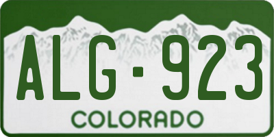 CO license plate ALG923