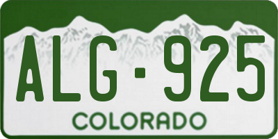 CO license plate ALG925