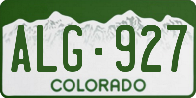 CO license plate ALG927