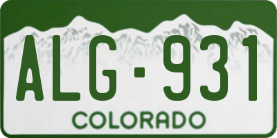 CO license plate ALG931