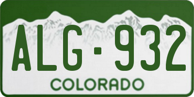 CO license plate ALG932