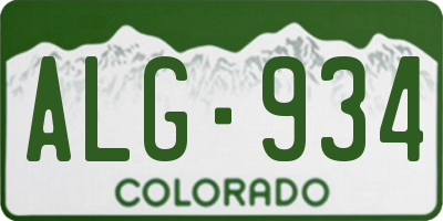 CO license plate ALG934