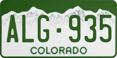 CO license plate ALG935