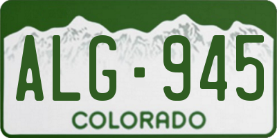 CO license plate ALG945