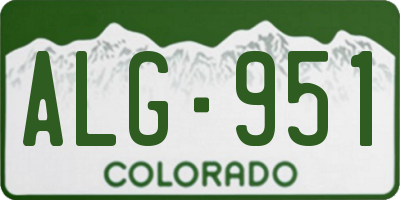 CO license plate ALG951