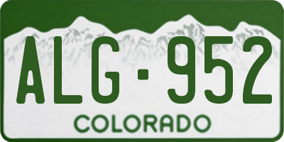 CO license plate ALG952