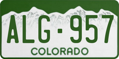 CO license plate ALG957