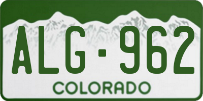 CO license plate ALG962