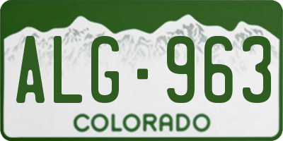 CO license plate ALG963