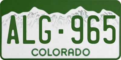 CO license plate ALG965