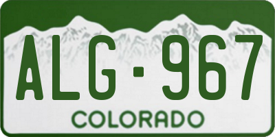 CO license plate ALG967
