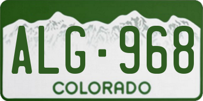 CO license plate ALG968