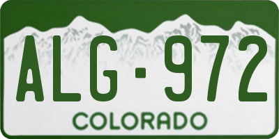 CO license plate ALG972