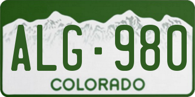 CO license plate ALG980