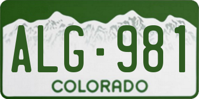 CO license plate ALG981