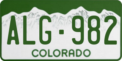 CO license plate ALG982