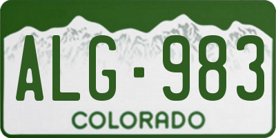 CO license plate ALG983