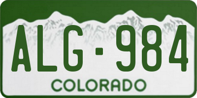 CO license plate ALG984