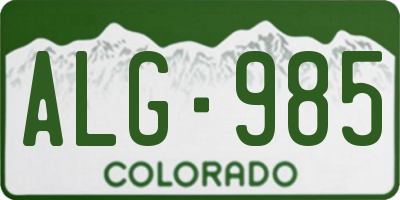 CO license plate ALG985