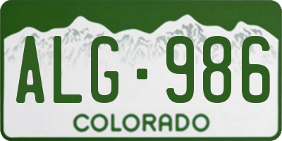 CO license plate ALG986