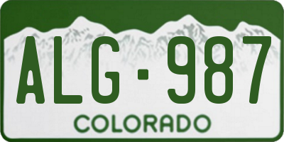 CO license plate ALG987