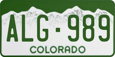 CO license plate ALG989