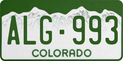 CO license plate ALG993