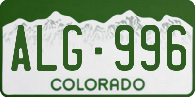 CO license plate ALG996