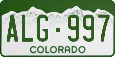 CO license plate ALG997
