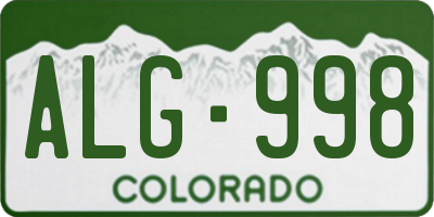 CO license plate ALG998