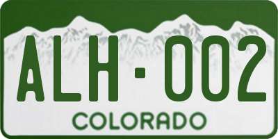 CO license plate ALH002