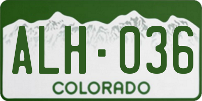 CO license plate ALH036