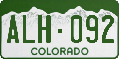 CO license plate ALH092