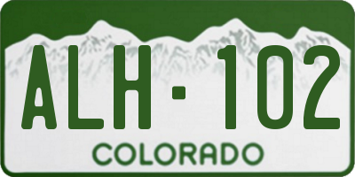 CO license plate ALH102