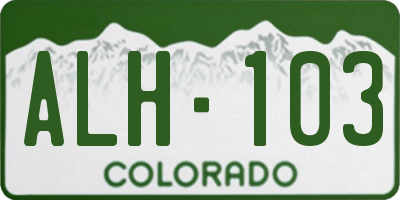 CO license plate ALH103