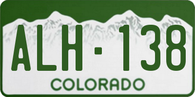 CO license plate ALH138