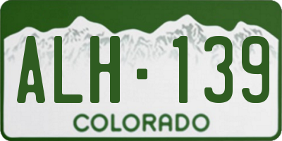 CO license plate ALH139