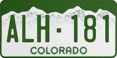 CO license plate ALH181