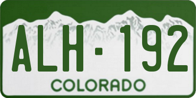 CO license plate ALH192