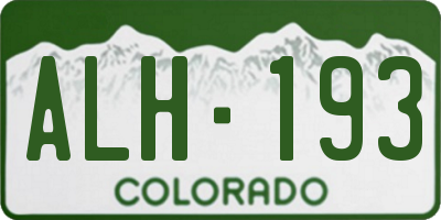 CO license plate ALH193