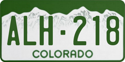 CO license plate ALH218